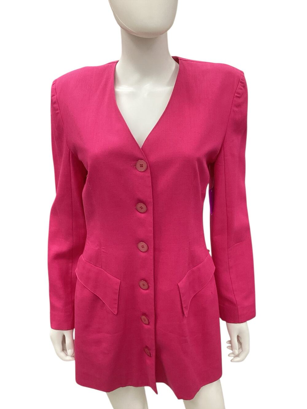 Vintage Tina Hagen Blazer Women’s SZ S 1980’ Linen Blend Gorgeous Hot Pink Color
